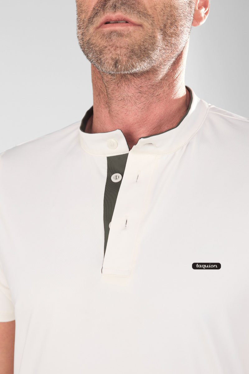 Camiseta Masculina Poliamida Polo Gola Padre Sports Off White