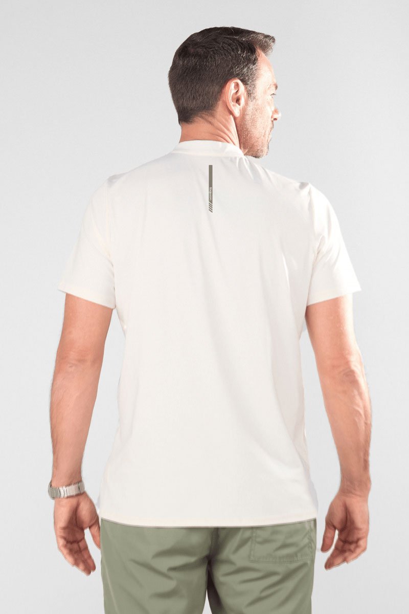 Camiseta Masculina Poliamida Polo Gola Padre Sports Off White