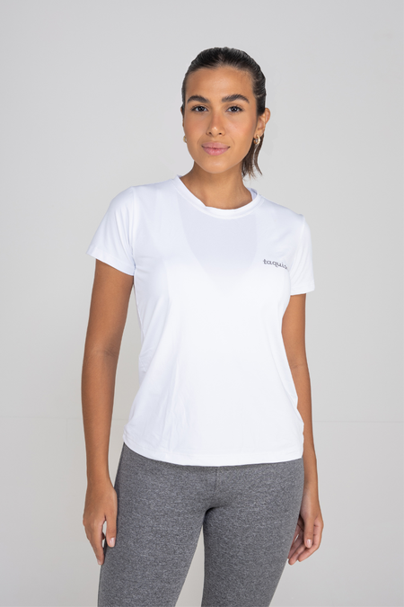 Camiseta feminina poliamida over Origem branco Taquion