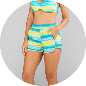 【極美品】LTT AGAVE ACTIVE SHORTS L Shorts solto feminino Nuances estampa agave Taquion