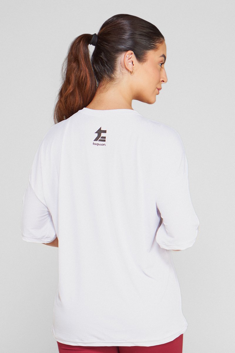 トップス 808 Camiseta feminina poliamida over Origem branco Taquion