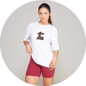 Camiseta feminina poliamida over Origem branco Taquion