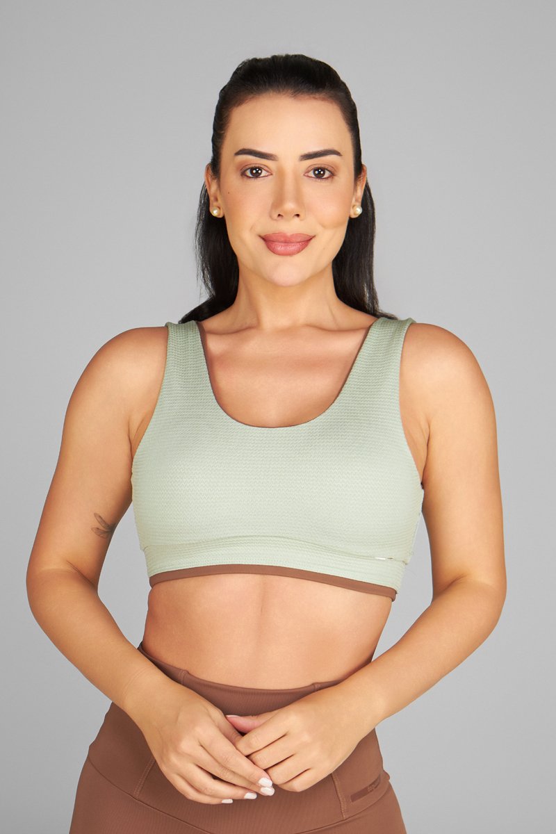 tdfオリーブ36 Top poliamida dupla face Héra chocolate/verde água Taquion